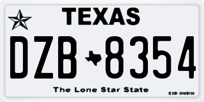 TX license plate DZB8354