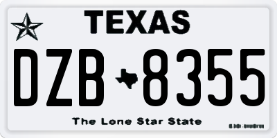 TX license plate DZB8355