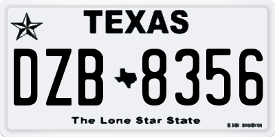 TX license plate DZB8356