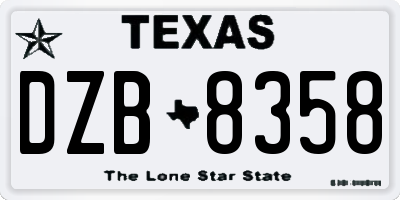 TX license plate DZB8358