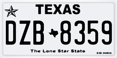 TX license plate DZB8359