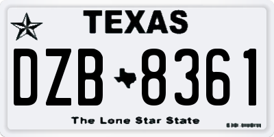 TX license plate DZB8361