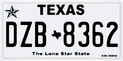 TX license plate DZB8362