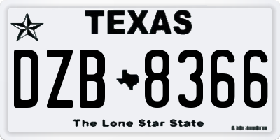 TX license plate DZB8366