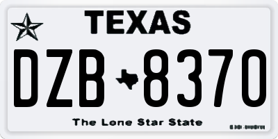 TX license plate DZB8370