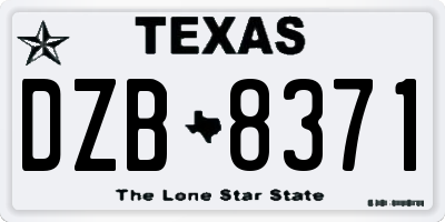 TX license plate DZB8371