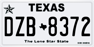 TX license plate DZB8372