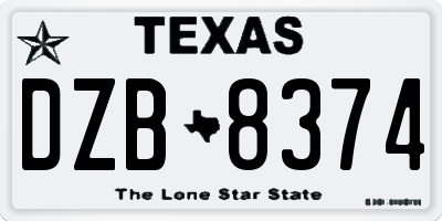 TX license plate DZB8374