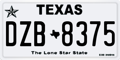 TX license plate DZB8375