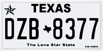 TX license plate DZB8377