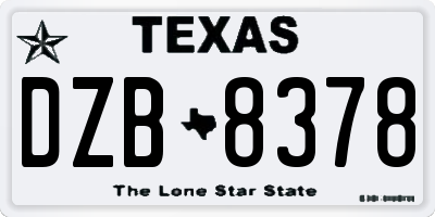 TX license plate DZB8378