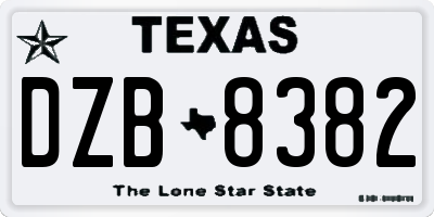 TX license plate DZB8382