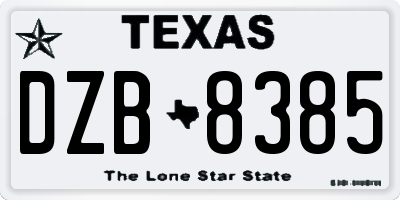 TX license plate DZB8385