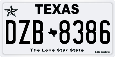 TX license plate DZB8386
