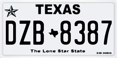 TX license plate DZB8387