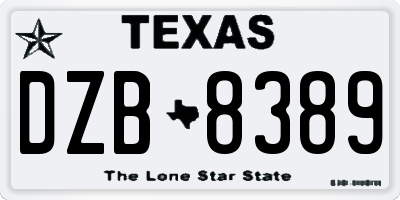 TX license plate DZB8389