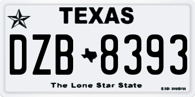TX license plate DZB8393
