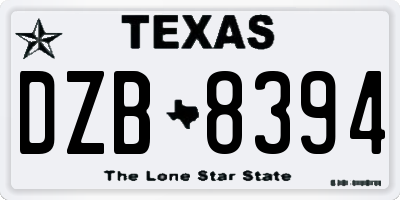 TX license plate DZB8394