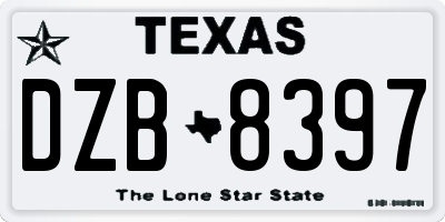 TX license plate DZB8397