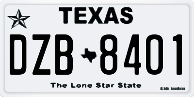 TX license plate DZB8401