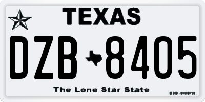 TX license plate DZB8405