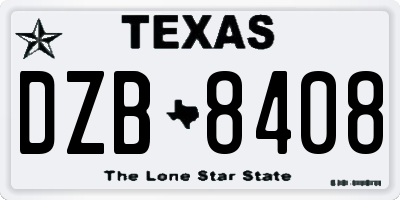 TX license plate DZB8408