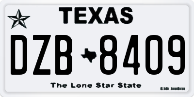 TX license plate DZB8409