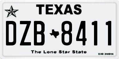TX license plate DZB8411