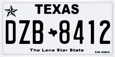 TX license plate DZB8412