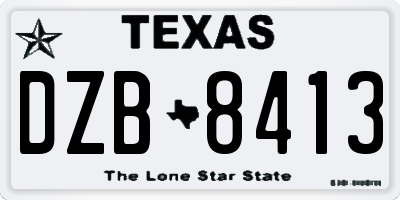 TX license plate DZB8413