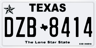 TX license plate DZB8414