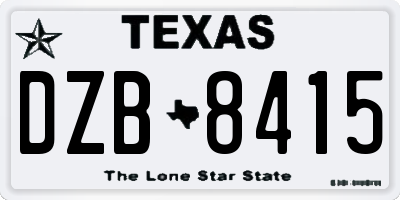 TX license plate DZB8415