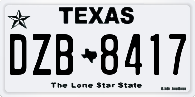 TX license plate DZB8417