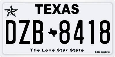 TX license plate DZB8418