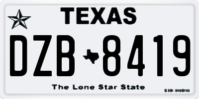 TX license plate DZB8419