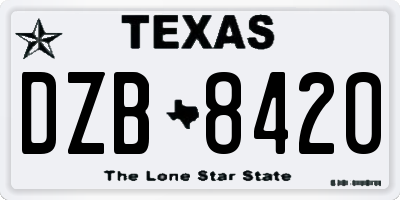 TX license plate DZB8420
