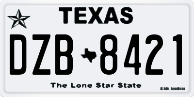 TX license plate DZB8421