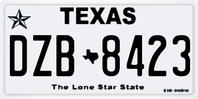 TX license plate DZB8423