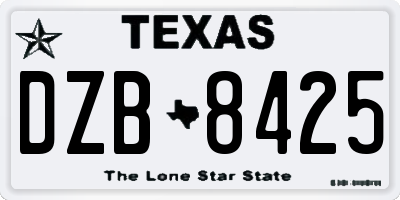 TX license plate DZB8425