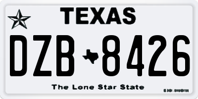TX license plate DZB8426