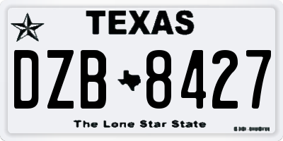 TX license plate DZB8427