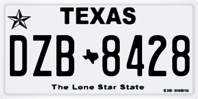 TX license plate DZB8428