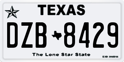 TX license plate DZB8429