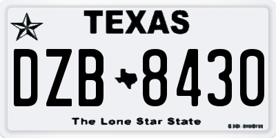 TX license plate DZB8430