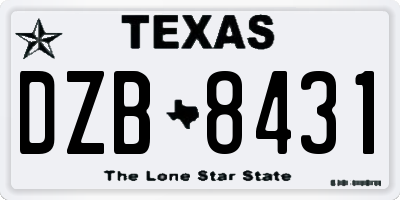TX license plate DZB8431