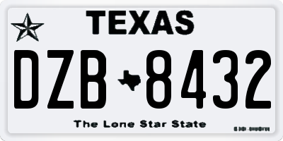 TX license plate DZB8432