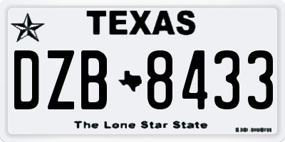 TX license plate DZB8433