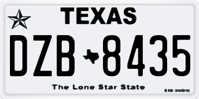 TX license plate DZB8435