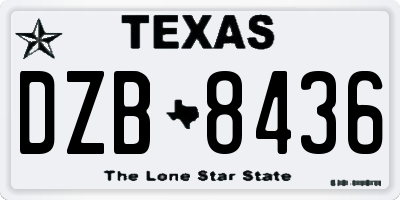 TX license plate DZB8436