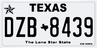 TX license plate DZB8439